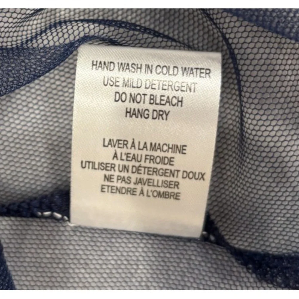 Blue Sheer Mesh Long Sleeve Top Blouse By JJ Size Small Blue‎ High Low Layer